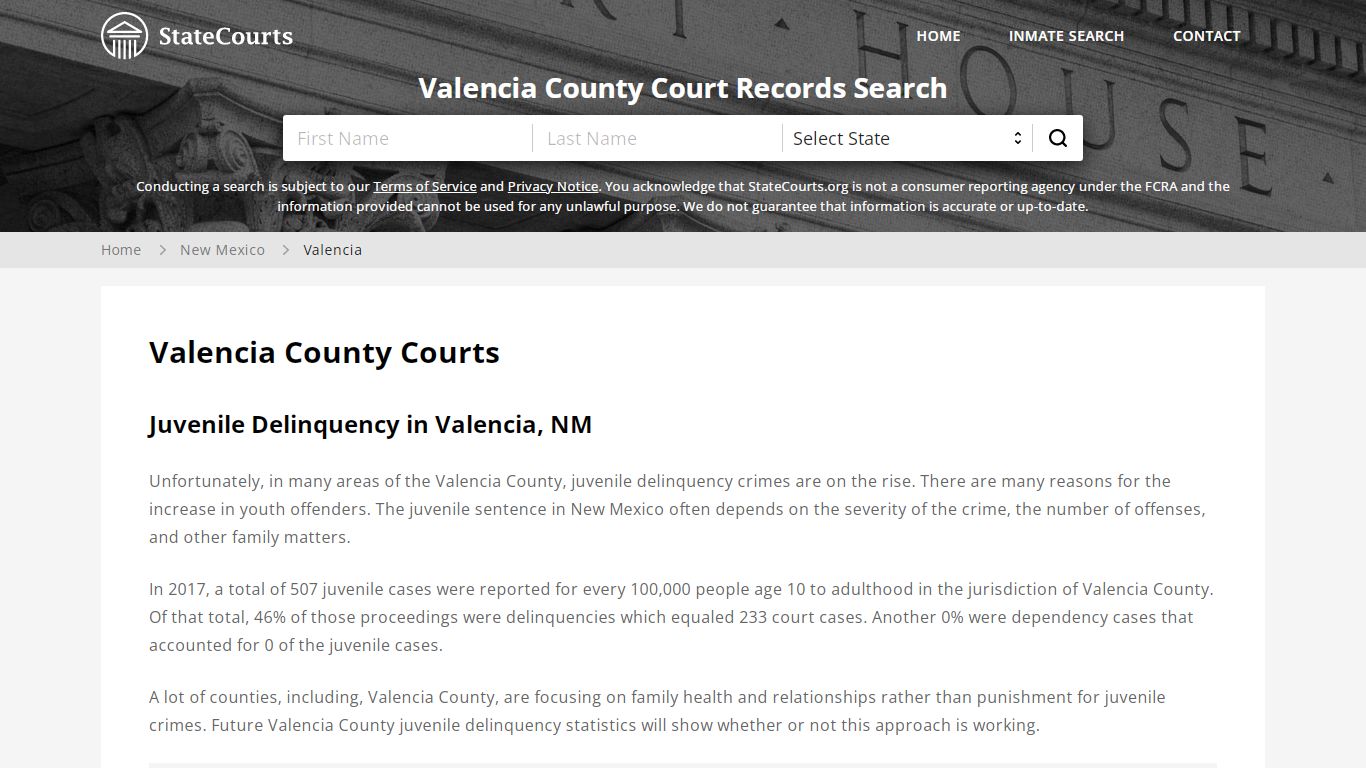 Valencia County, NM Courts - Records & Cases - StateCourts